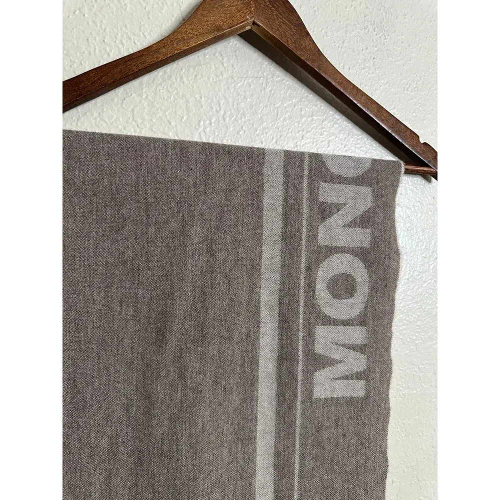 Moncler Wool Logo Scarf Fringed